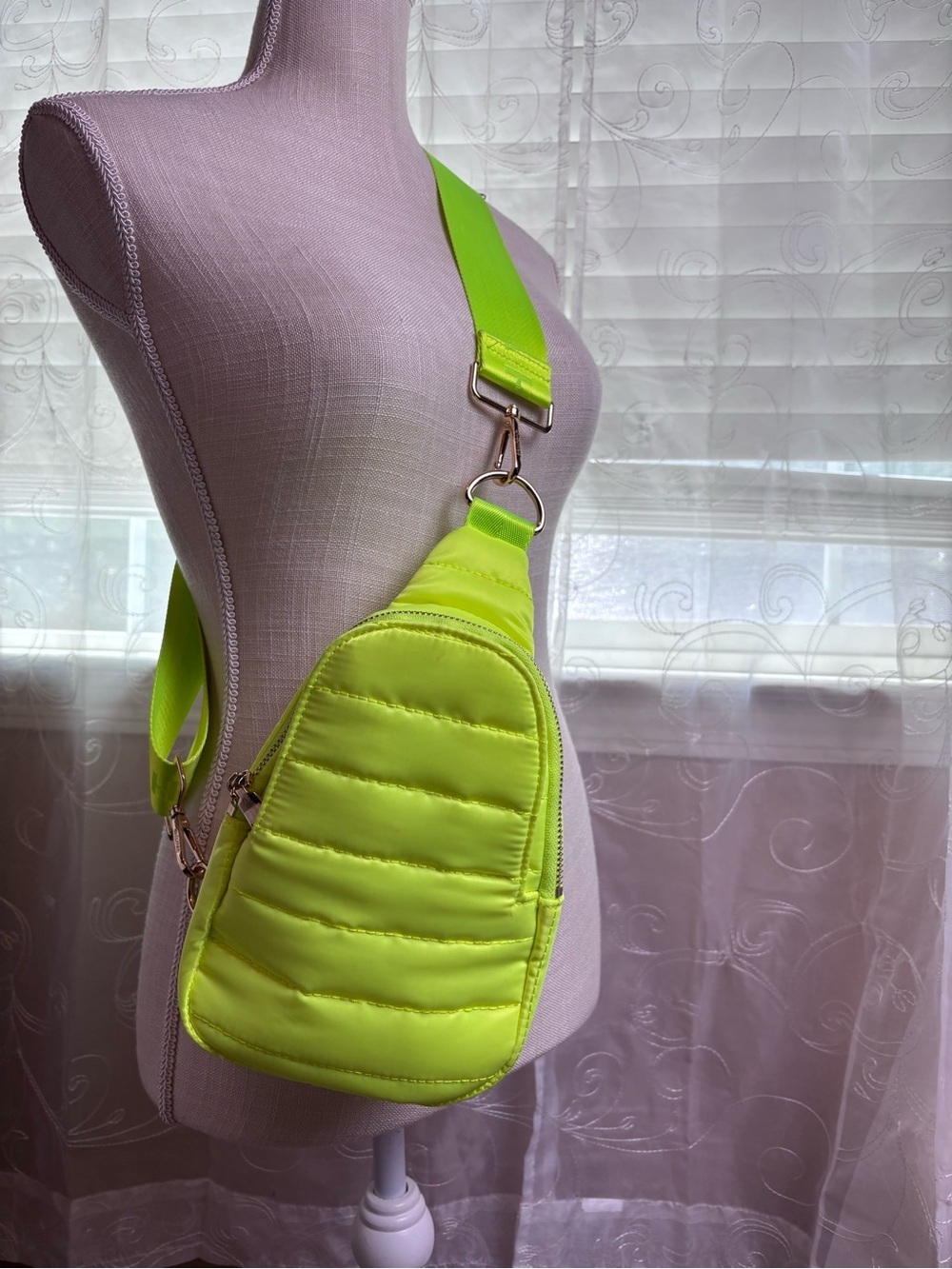 Ahdorned Neon Yellow/Green Eliza Puffer Sling Bag
